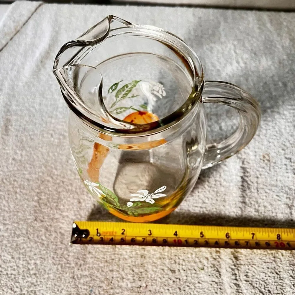 Vintage Orange Juice Glass Pitcher w/ Ice Lip ~ Retro 🍊
